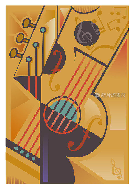 Abstract string instrument illustration